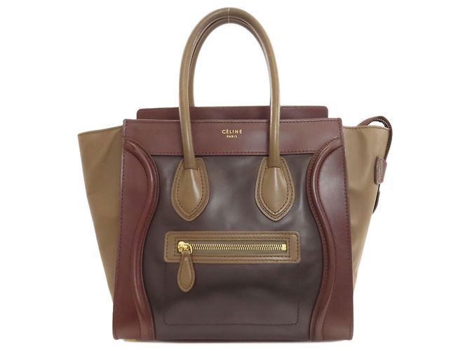 Céline Sac à main micro Luggage de Celine Marron Noir Bordeaux