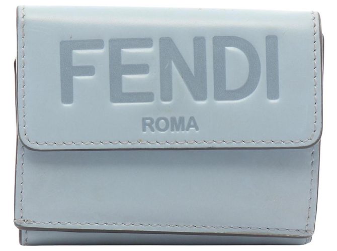Fendi Blue Leather Tri-fold Wallet