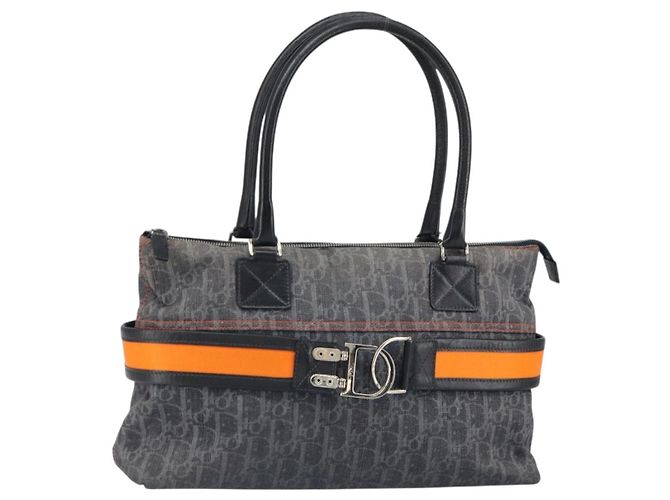 Christian Dior Trotter Canvas Flight Handtasche grau silber authentisch 161160 Braun