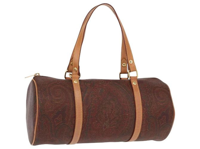 Sac à main ETRO en PVC marron et or Auth 158540