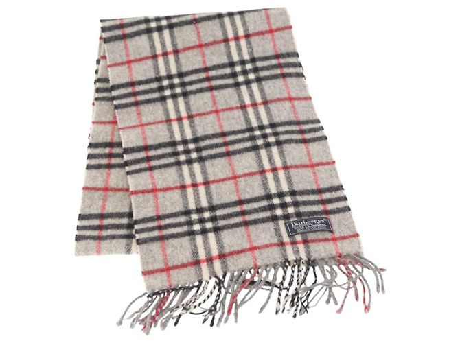 Burberrys Nova Check Schal aus Wolle grau Auth am10135 Braun