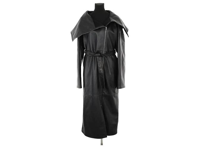 Sportmax Black leather coat