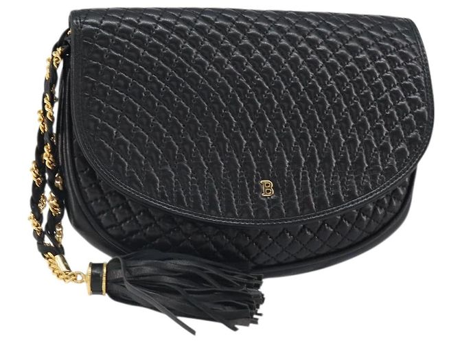 Pochette in pelle nera e dorata BALLY Auth 159018 Nero D'oro