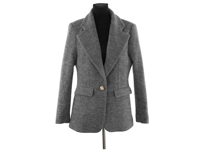 Autre Marque Graue Wolljacke