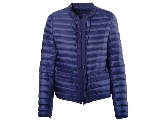 Moncler Damen blaue gesteppte Daunenjacke