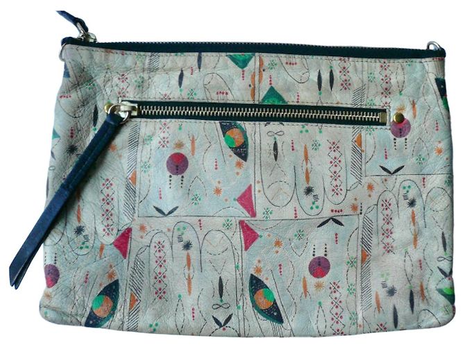 ISABEL MARANT Pequena bolsa de couro macio com padrões em bom estado (vendida sem alça) RARA Multicor