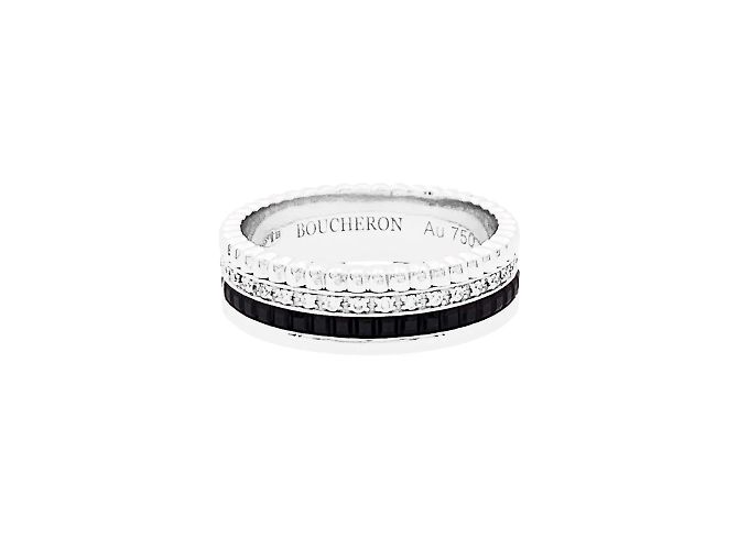 Boucheron Ring, "Quatre Black Edition Small", in white gold, PVD and diamonds.