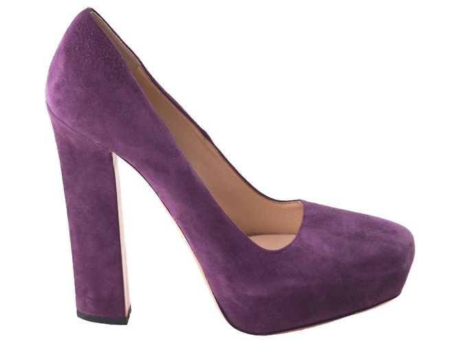 Escarpins en daim violet Prada avec talon bloc