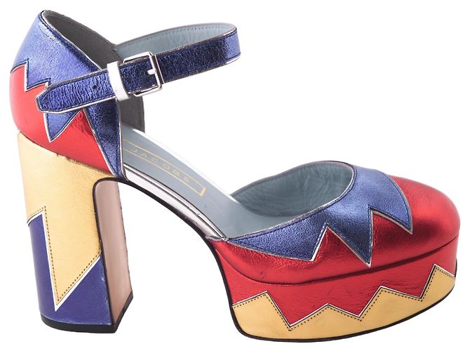 Marc Jacobs Multicolor Leather Platform Pumps Yellow