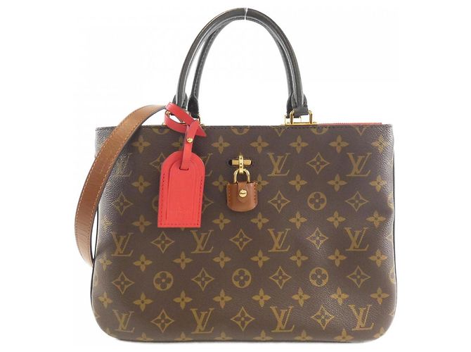 Sac à main Louis Vuitton Monogram Mille-feuille Marron Noir Rouge