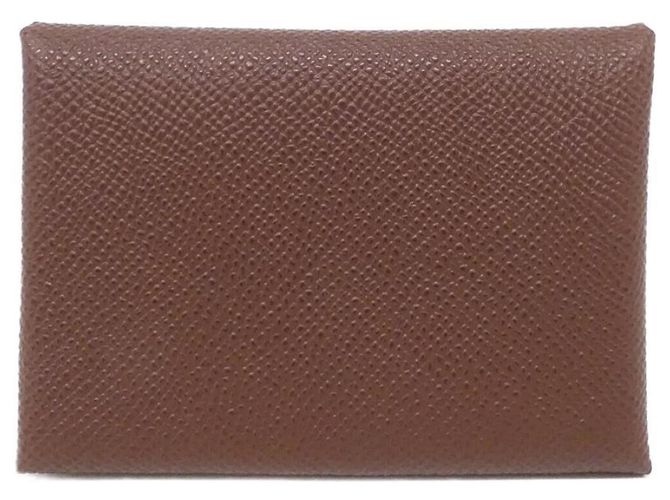 Monedero de cuero Epsom Hermès Castaño