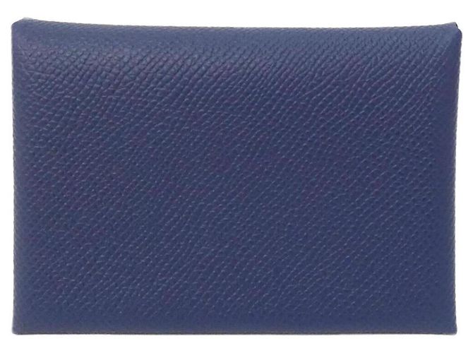 Estojo para moedas Calvi Duo da Hermès em couro Epsom azul Azul marinho