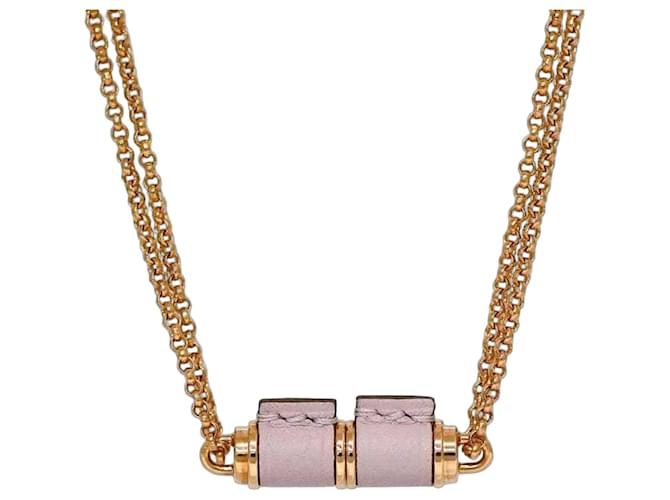 Collier Hermès Charnière PM en or rose et cuir Doré 