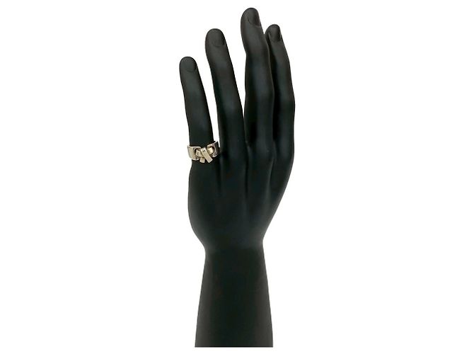 Hermès HERMES Ring in Rostrot mit Bandmotiv Silber 