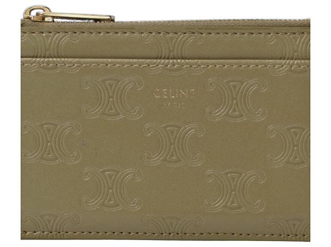 Triomphe Céline Tarjetero de cuero oliva Celine Verde oliva