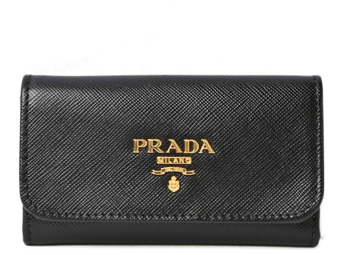 Prada Black Saffiano Leather 6-Ring Key Case