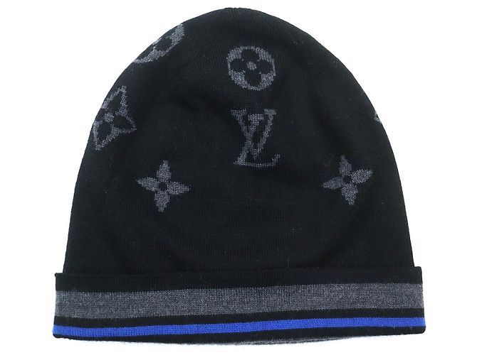 Gorro de lana Monogram Louis Vuitton Negro