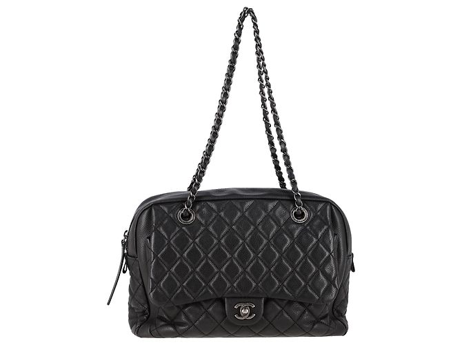 Chanel Medium Camera Case Shoulder Bag in Black Caviar Leather