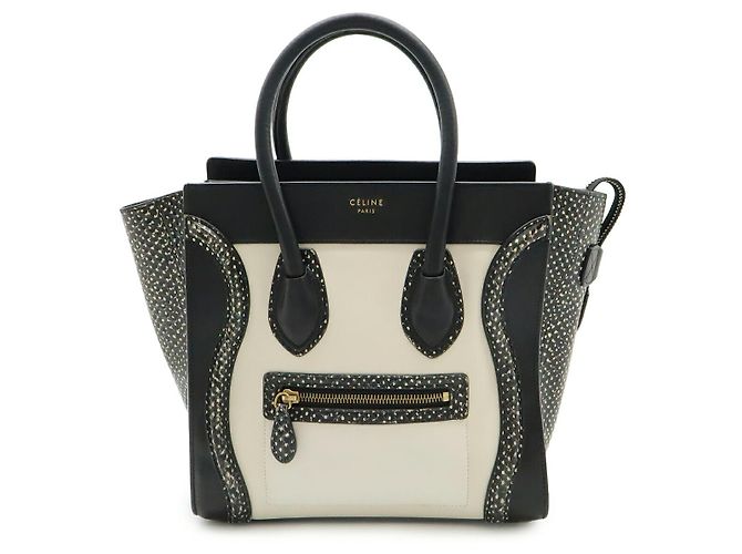 Céline Bolsa Celine Luggage Micro Shopper em couro de python Branco 