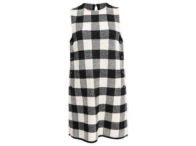 Dior Gingham Mini Kleid aus Weißer Wolle