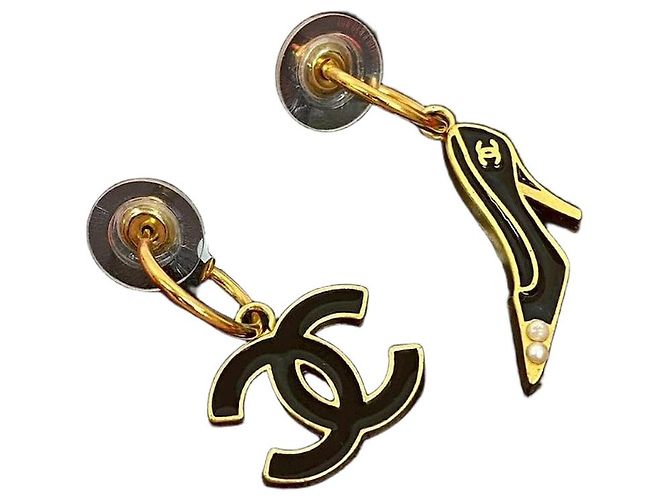 Ohrringe Chanel Coco Mark Pumps Accessoire Schwarz