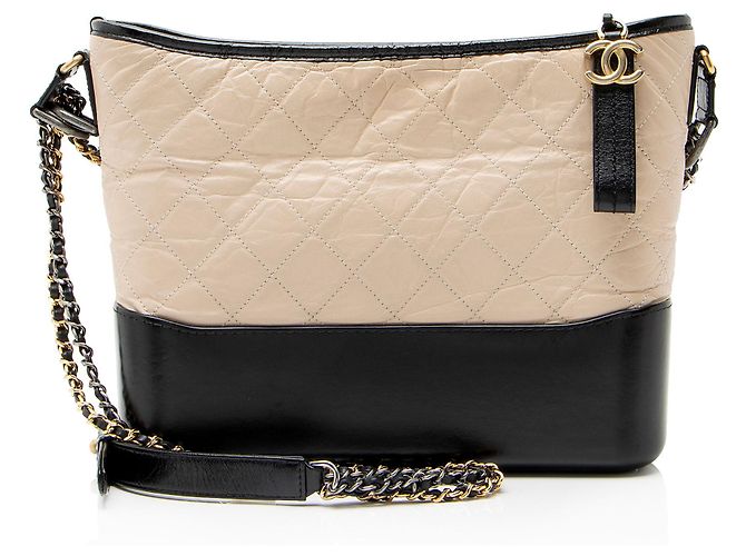 Chanel Gabrielle Medium Hobo in pelle di vitello invecchiata Marrone Beige
