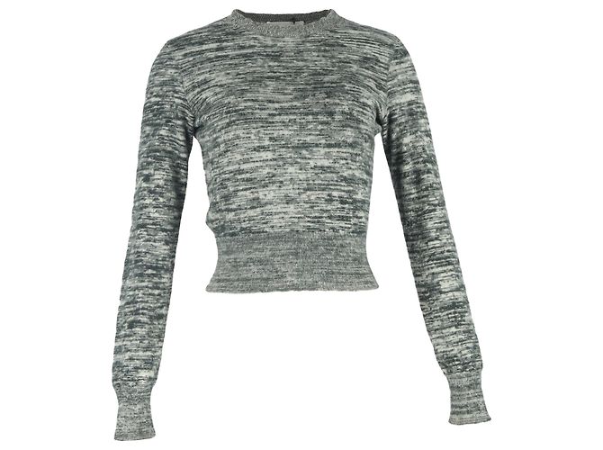 Gekürzter melierter Pullover aus grauer Baumwolle von Victoria Beckham
