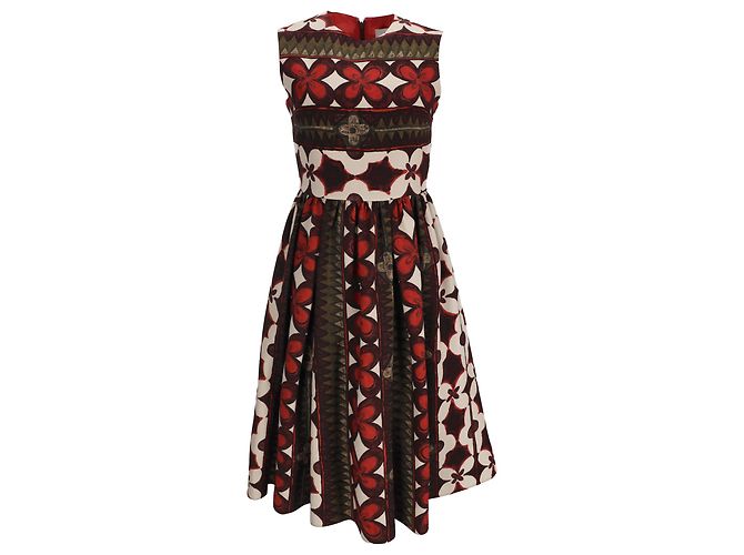 Valentino Garavani Abito midi Valentino con stampa floreale e azteca in lana multicolore