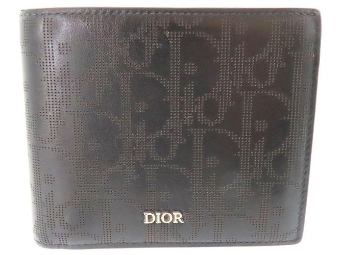 Dior Oblique Galaxy Smooth Leather Bifold Wallet Black