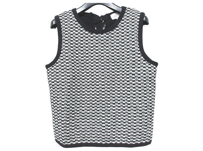LANVIN en Bleu Stricktop Schwarz Weiß