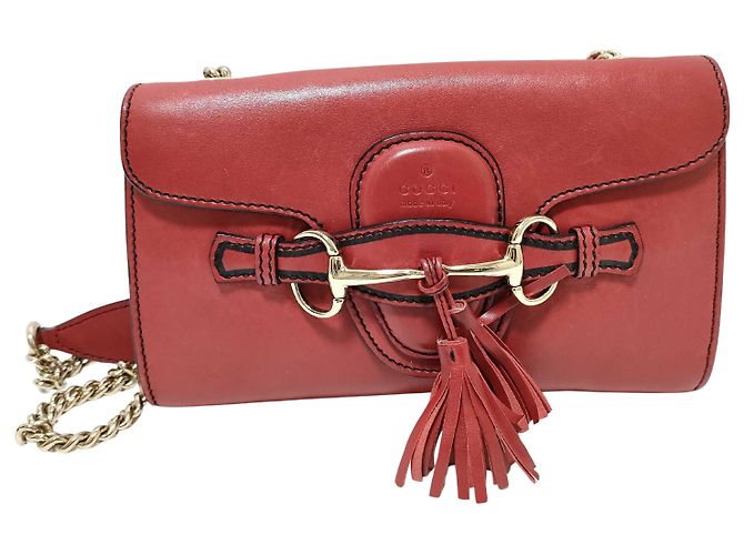 Gucci Emily Chain Flap Leather Medium Rouge