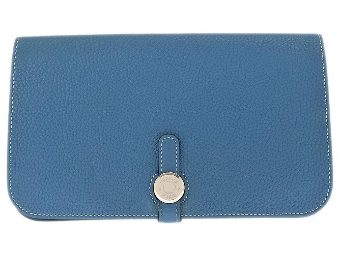 Billetera combinada Dogon Duo de cuero Hermès Azul