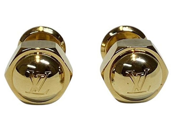 Louis Vuitton Gold Metal Cufflinks Golden