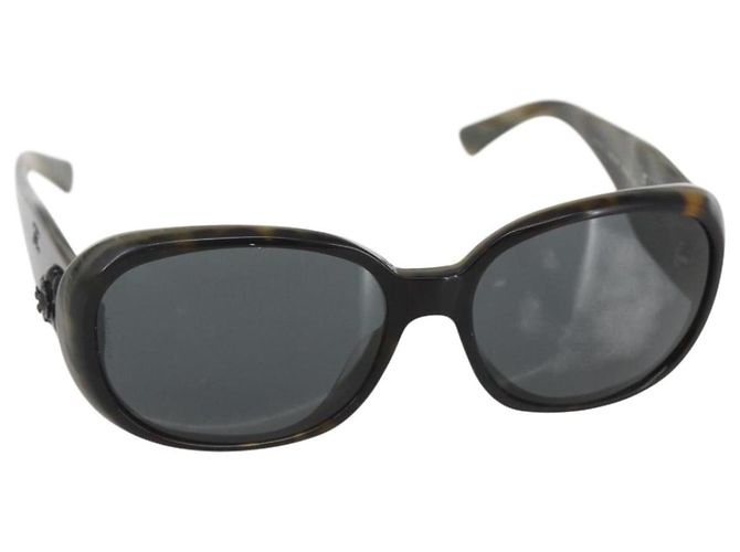 Gafas de sol CHANEL Camelia de plástico gris 5113-A CC Auth 161696 Castaño