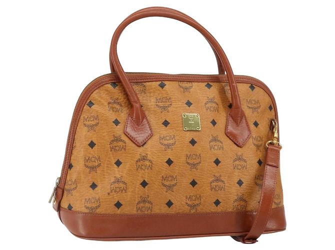 Bolsa MCM Vicetos Logogram em couro PVC 2 em 1 marrom dourado Auth gh1460