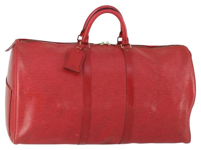 LOUIS VUITTON Epi Keepall 60 Bolsa Boston Roja M42947 LV Auth 159412