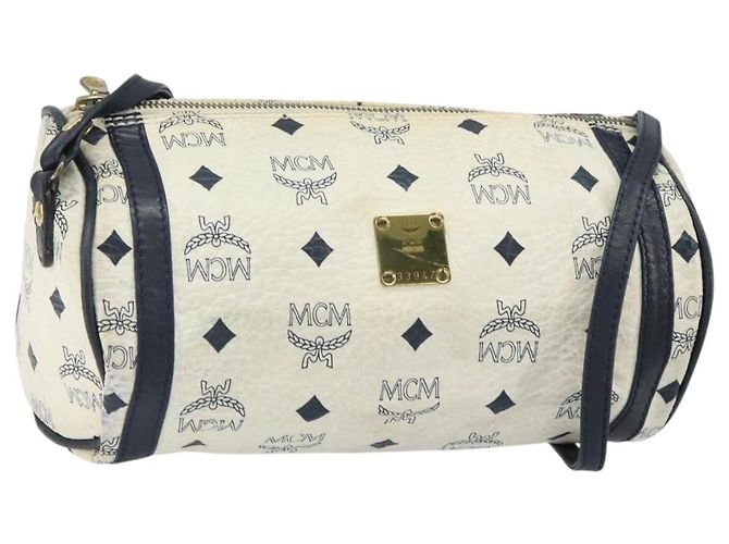 Borsa a Spalla MCM Vicetos Logogram in Pelle PVC Bianco e Oro Auth 161404 D'oro