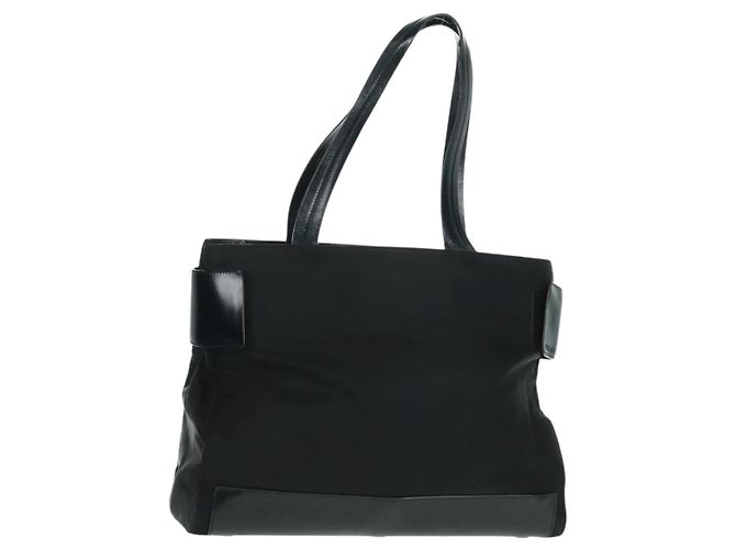 Borsa Tote Prada in Nylon Nero Argento Auth 160719