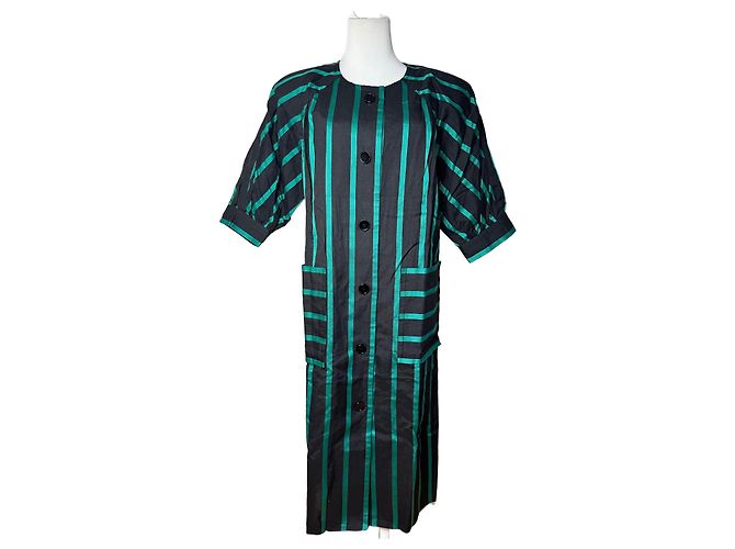 Abito a righe vintage Givenchy verde e nero