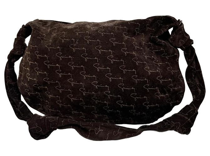 Sac à épaule en daim monogramme Givenchy vintage marron beige