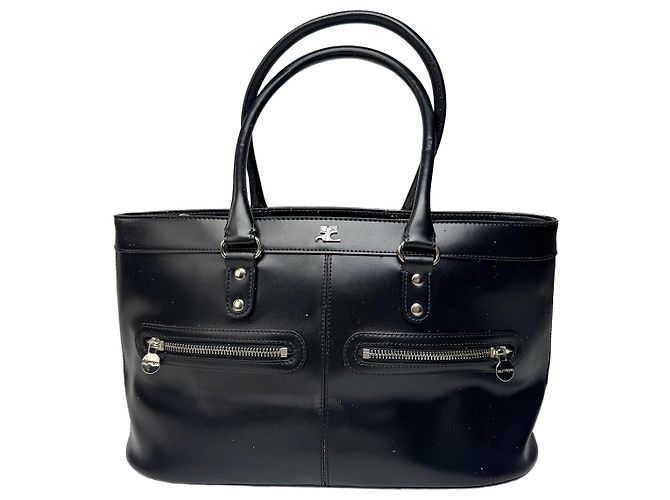 Vintage Courreges Leather Handbag Black