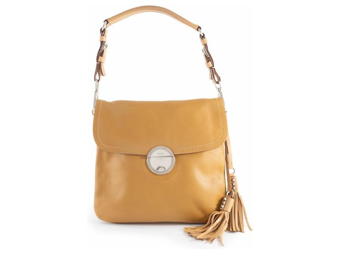 Prada Leather Shoulder Bag BR2470 Camel