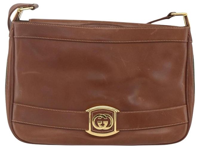 Borsa a tracolla in pelle Gucci linea Sherry Marrone