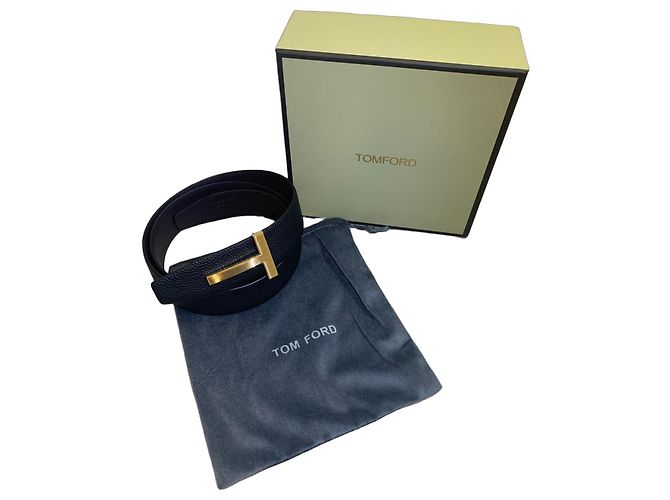 Cinto Tom Ford T fivela dourada Preto Gold hardware