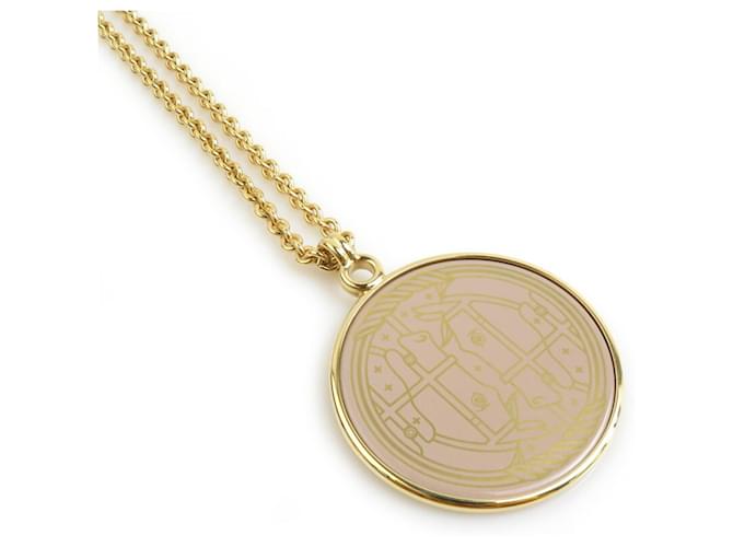 Hermes Hermès Cadrege GM Medaille Necklace Pendant Golden 