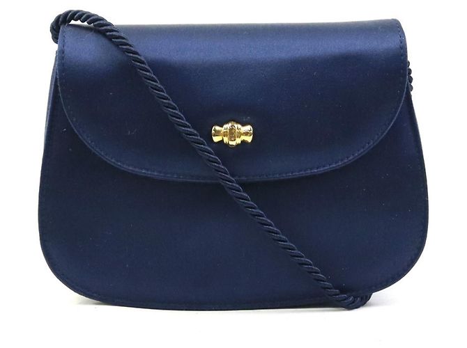 Borsa a spalla in satin blu navy Tiffany & Co.