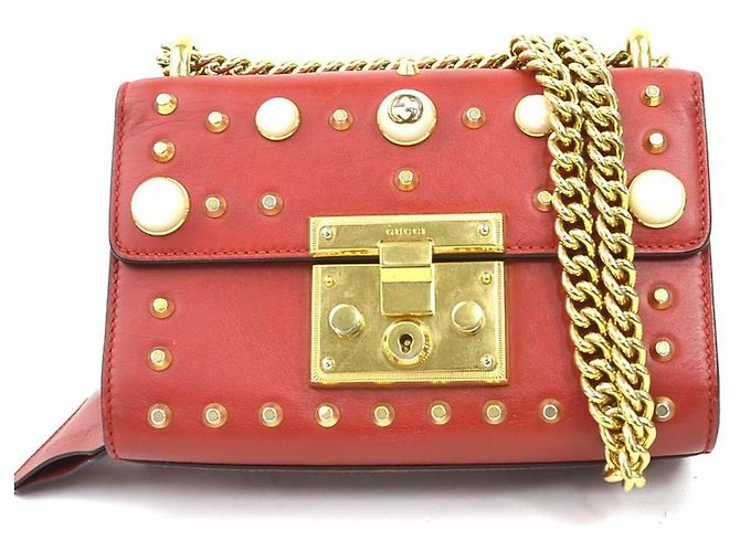 Borsa a spalla in pelle rossa Gucci Rosso