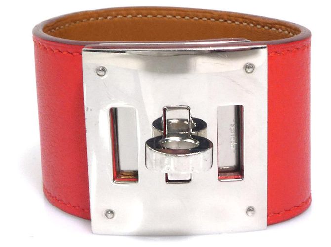 Pulseira Charm de Cão Kelly Hermès Prata Vermelho