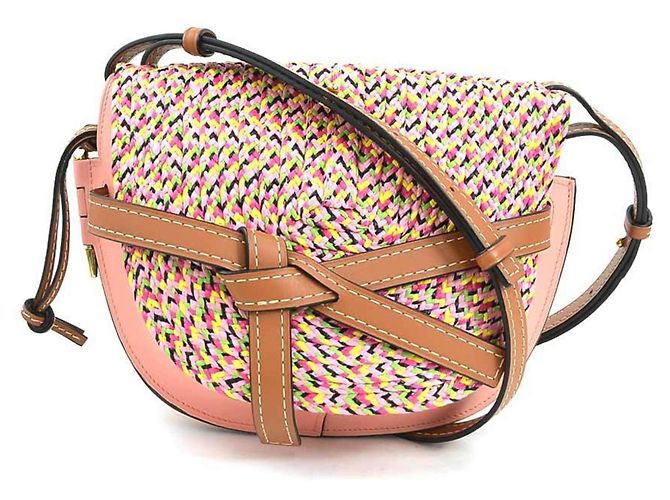 Bolsa de Ombro Pequena Loewe Gate Rosa Multicor