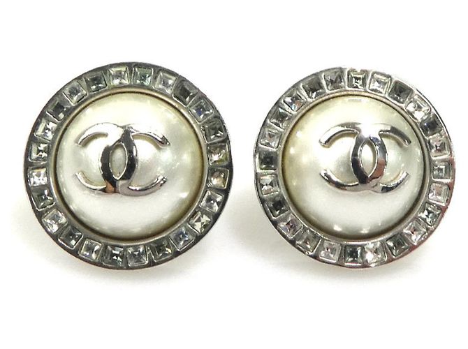 Timeless Orecchini Chanel Coco Mark in metallo/perla finta Argento Bianco